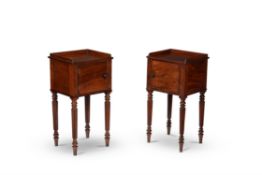 A matched pair of Regency mahogany bedside cupboards