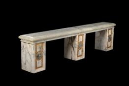 An onyx, marble and mosaic inset bench, 20th century