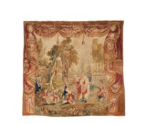 A Louis XVI Aubusson Draperies tapestry, last quarter 18th century