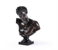 A patinated bronze bust of Hermes after the Antique, H. Jacquet, late 19th century