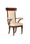 A William IV mahogany and upholstered open armchair