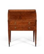 A George III burr yew and crossbanded cylinder bureau