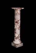 A Continental Breccia marble columnar pedestal, 20th century
