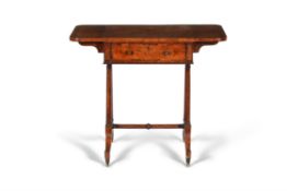 Y A George IV burr elm and rosewood crossbanded work table