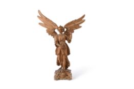 A large Austrian or Bavarian sculpted limewood model of an Angel, mid-18th century