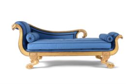 A carved giltwood chaise longue, second quarter 19th century