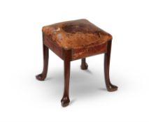 A George II mahogany and leather upholstered stool