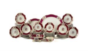 A Chamberlain's Worcester claret-ground armorial part dinner service