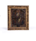 A Spanish Colonial painted copper panel of the Immaculate Conception with Saints, 18th century