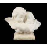 Henri Weigele (Franco-German, 1858-1927), a white marble group of two cherubs