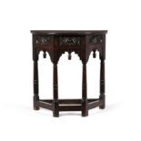 A Charles II oak credence or side table