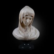 An Italian sculpted alabaster bust of the Virgin of Sorrows, late 19th century