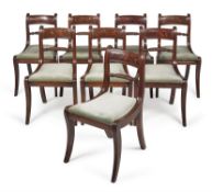 A set of eight Regency mahogany dining chairs