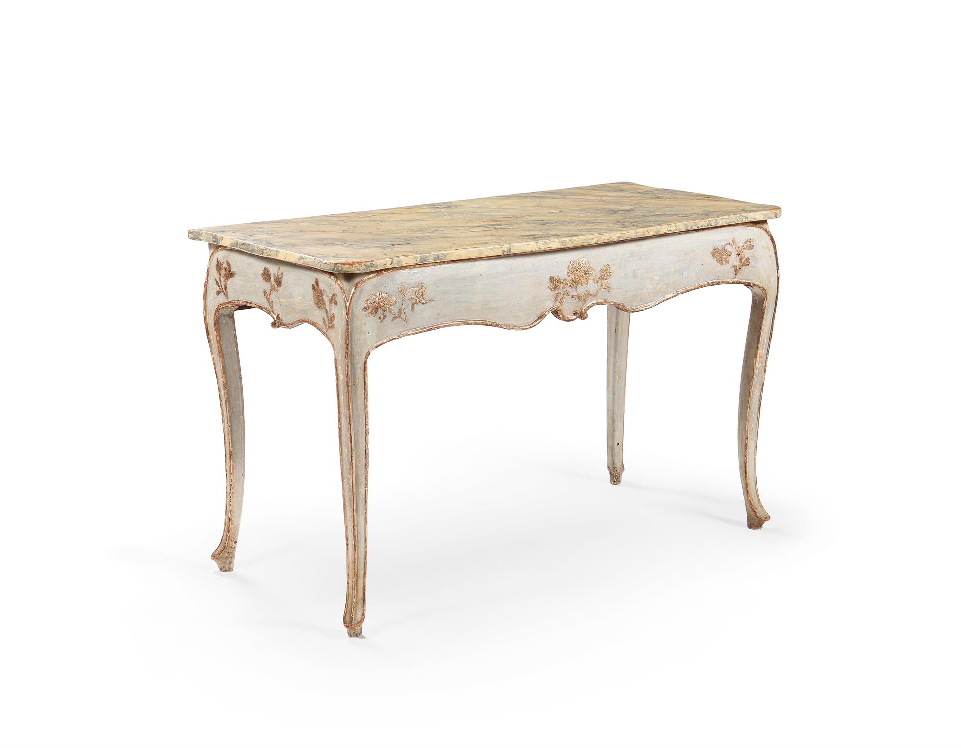 An Italian painted and silvered side or console table, circa 1770