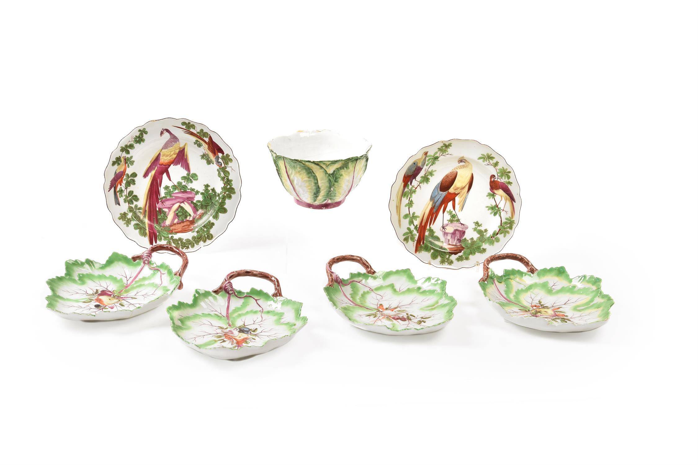 A selection of Chelsea polychrome porcelain