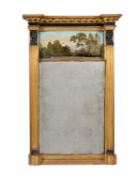 A Regency giltwood and reverse painted wall mirror