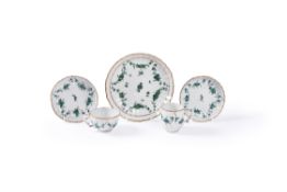 A selection of green swag decorated Bristol porcelain