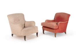 A near pair of Victorian 'Bridgewater' armchairs, by HOWARD & SONS