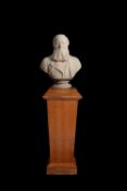 A Victorian sculpted white marble portrait bust of a gentleman, by George Gammon Adams (1821-1898)