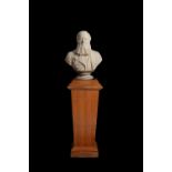 A Victorian sculpted white marble portrait bust of a gentleman, by George Gammon Adams (1821-1898)