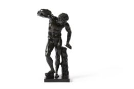 A French or Italian black patinated bronze model of the Faun with Clappers