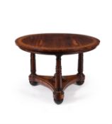 A George IV goncalo alves and marquetry inlaid circular centre table