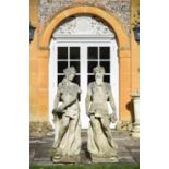 A pair of carved stone garden models of Neptune and Amphitrite in Neoclassical style