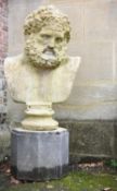 A stone composition bust of Hercules Farnese