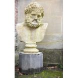 A stone composition bust of Hercules Farnese