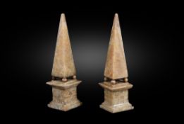 A pair of fluorspar obelisks, possibly 19th century