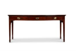 A George III mahogany and line inlaid serpentine fronted serving table