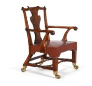 A George II 'red walnut' open armchair, circa 1765