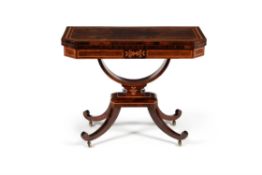 Y A Regency rosewood and satinwood banded folding card table