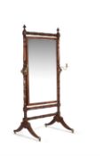 A Regency mahogany cheval mirror