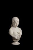 Cesare Lapini (Italian, 1848- after 1893), a fine sculpted white marble bust of a maiden