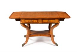 A George III satinwood and marquetry sofa table