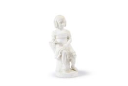 A Victorian sculpted white marble model of a young girl