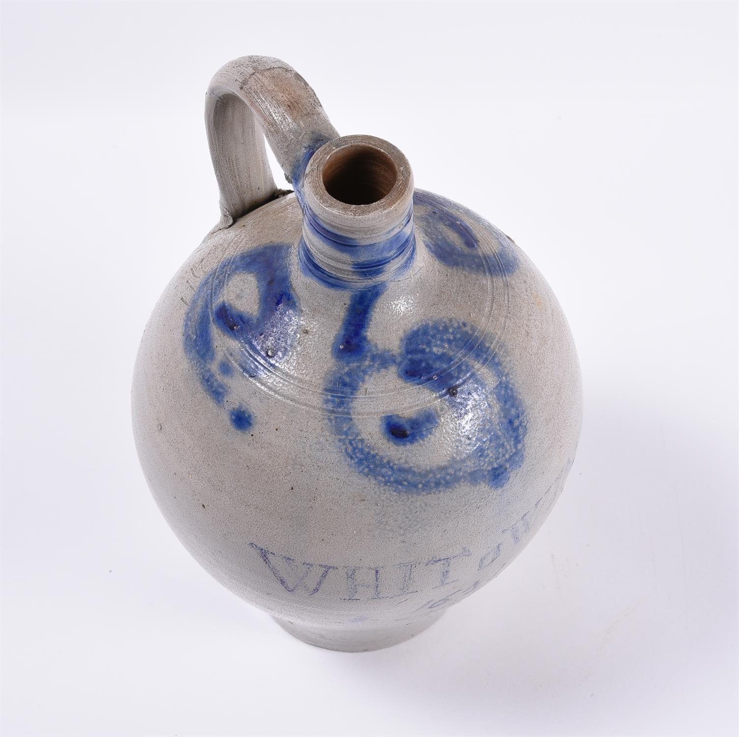 A dated Rhenish stoneware wine bottle of Westerwald type, seventeenth century - Image 3 of 3