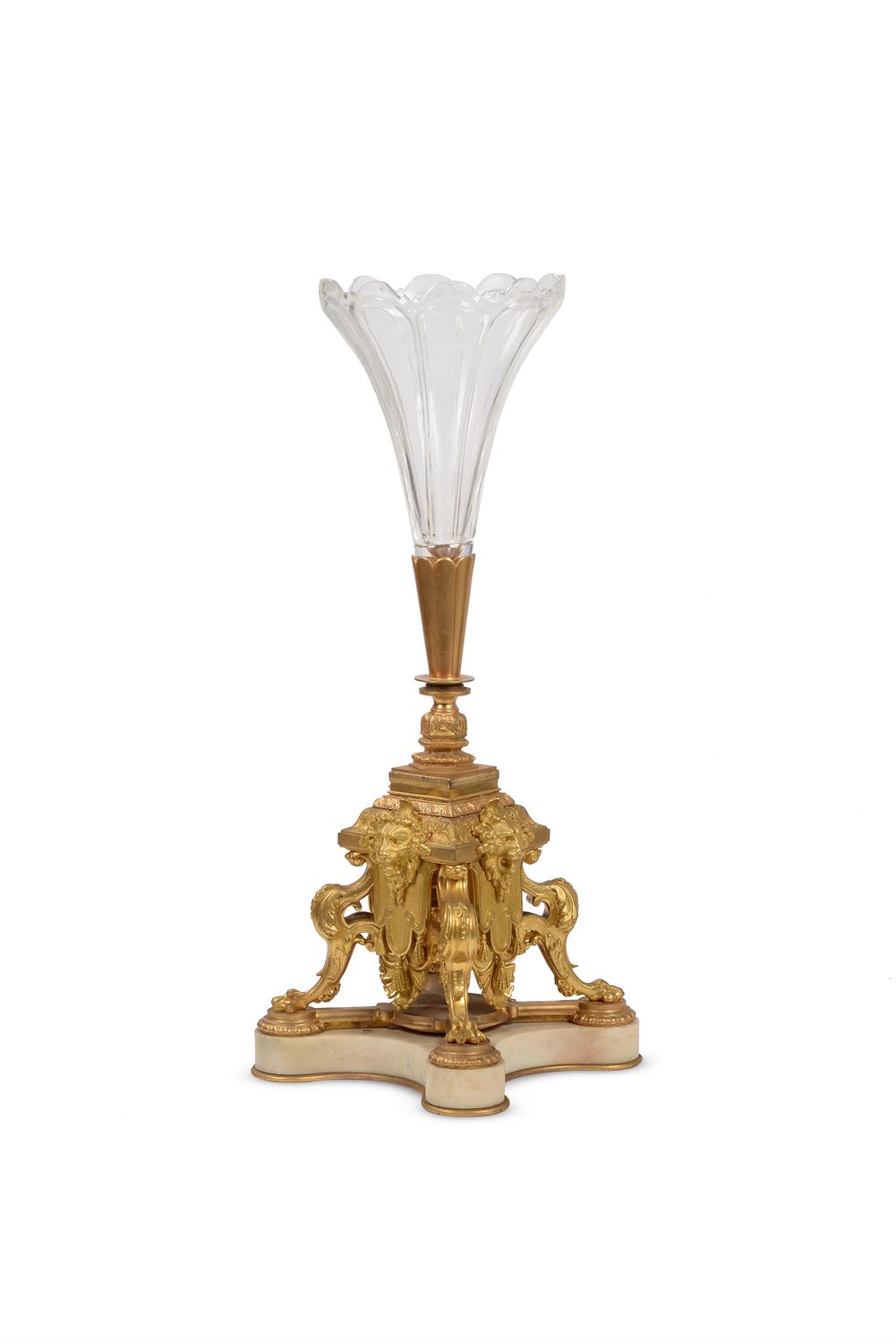 A French gilt bronze, cut glass and white marble mounted centre piece, third quarter 19th century - Image 2 of 4