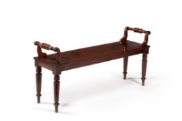 An early Victorian mahogany hall bench