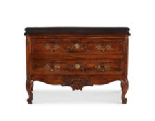 A Provincial Louis XV walnut serpentine commode