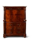 An Italian mahogany escritoire, first quarter 19th century, by Henry Thomas Peters of Genoa