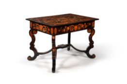 A Dutch ebonised and specimen marquetry centre table, late 18th century