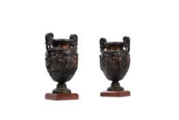 A pair of Continental patinated bronze models of the Townley Vase, second half 19th century