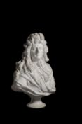 A sculpted white marble bust of Edouard Colbert, after Martin Desjardins (Franco-Dutch, 1637-1694)