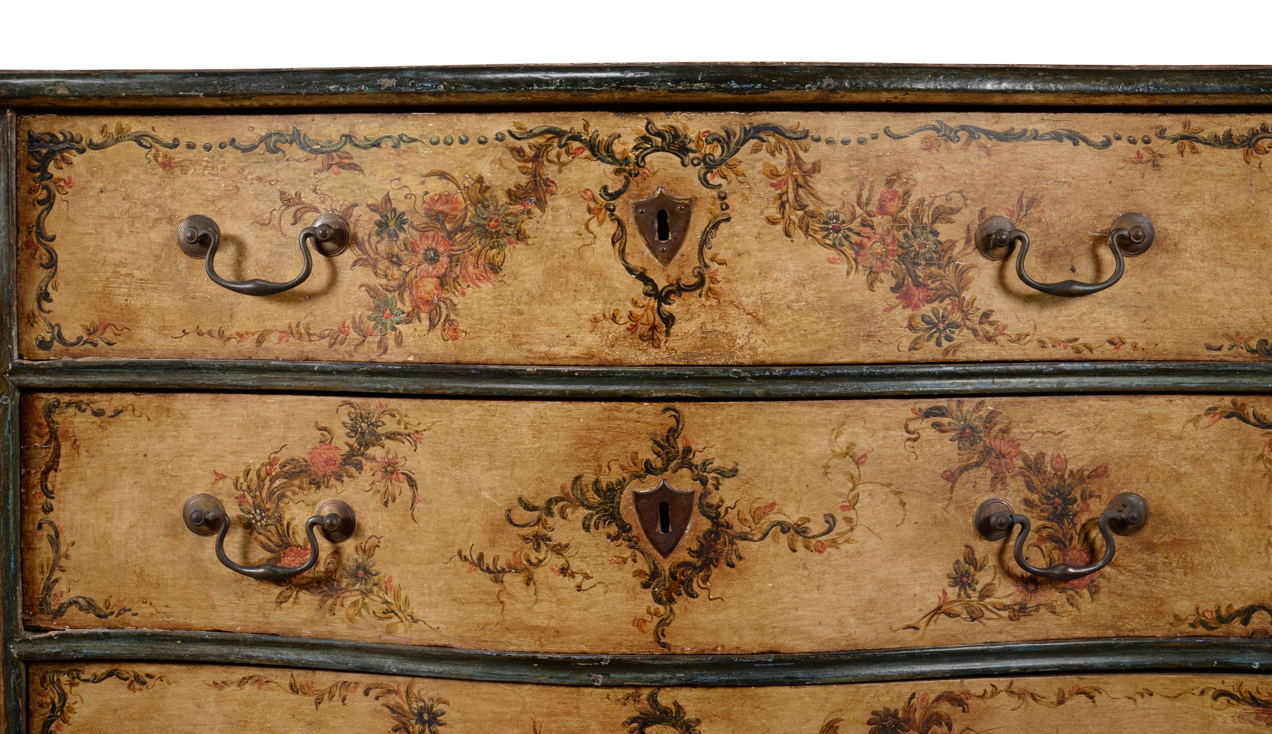 An Italian polychrome painted serpentine commode, circa 1780 - Image 3 of 4