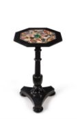 An early Victorian Ashford black marble and specimen marble inlaid pedestal table