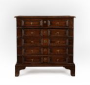 An unusual Charles II oak chest of drawers