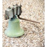 A Victorian bronze and iron mounted bell, J. Warner & Sons, London