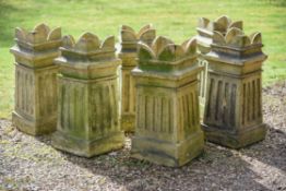 A set of six Victorian stoneware chimneypots